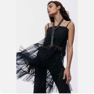 Anthropologie Maeve Tiered Tulle Tunic Blouse